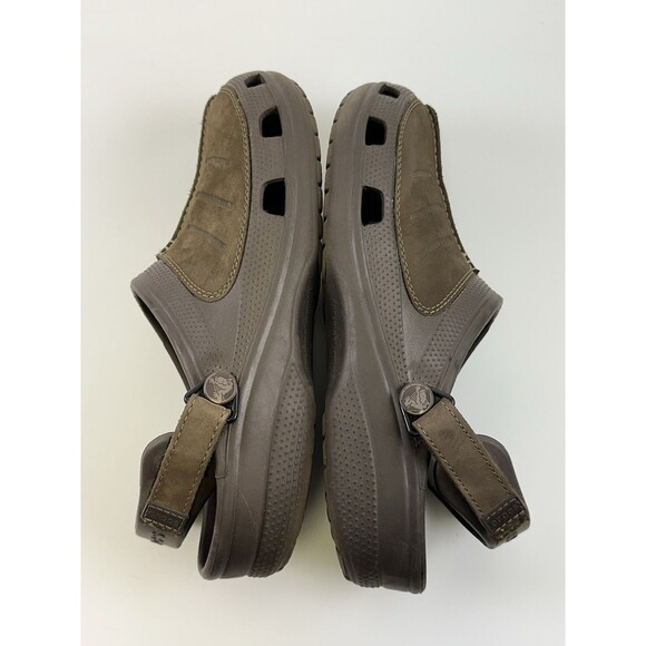 Crocs Yukon Mesa Clogs Brown Leather Removable Pivot Strap Comfort 203261 Mens 9